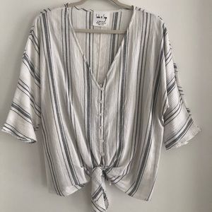 Striped button down tie top